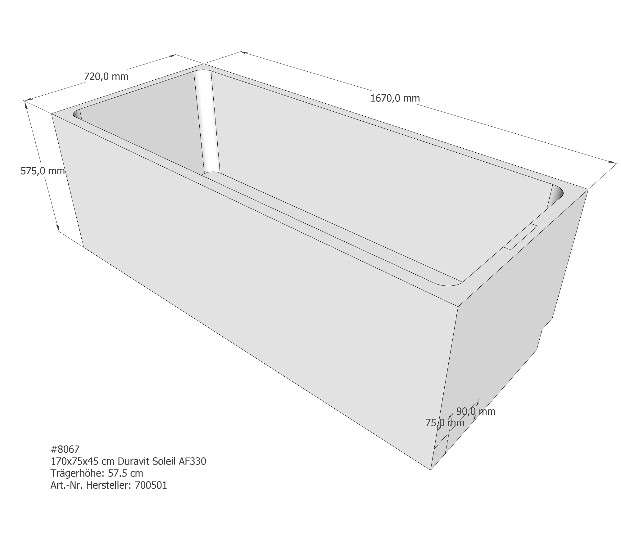 Badewannenträger passend für Duravit 2nd floor 210 × 90 × 43 cm Badewannenträger passend für Duravit 2nd floor 210 × 90 × 43 cm