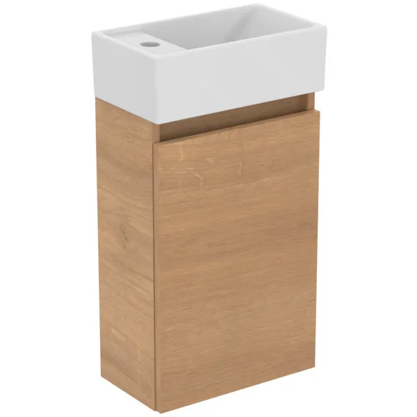 Möbelpaket Eurovit+ Handwaschbecken links 37cm Weiß und Unterschrank 36cm mit Tür Hochglanz grau lackiert