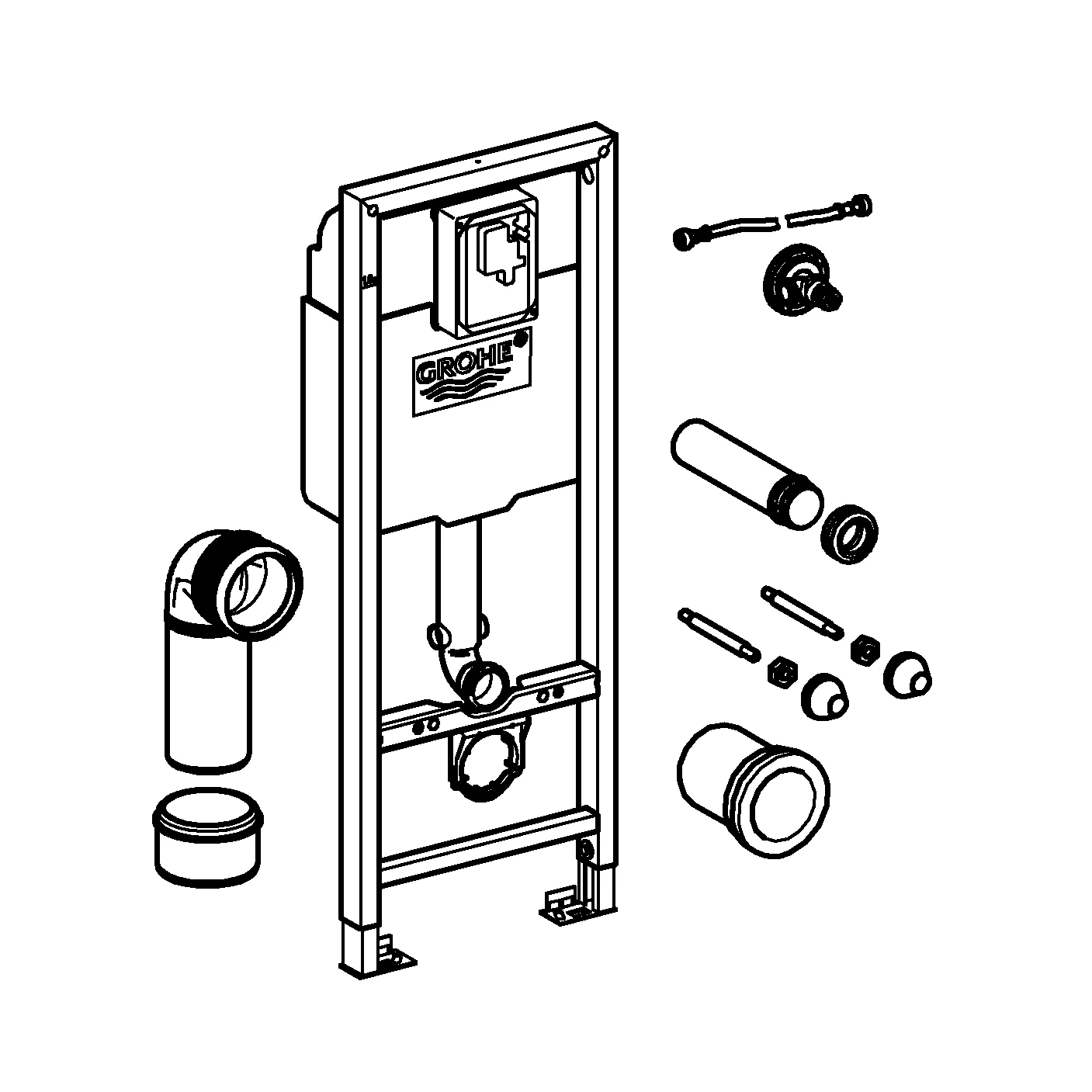 Wand-WC-Element Rapid SL 38713_1, mit Spülkasten 6l, 1,13 m Bauhöhe, 0,42 m breit, für Vorwand- oder Ständerwandmontage