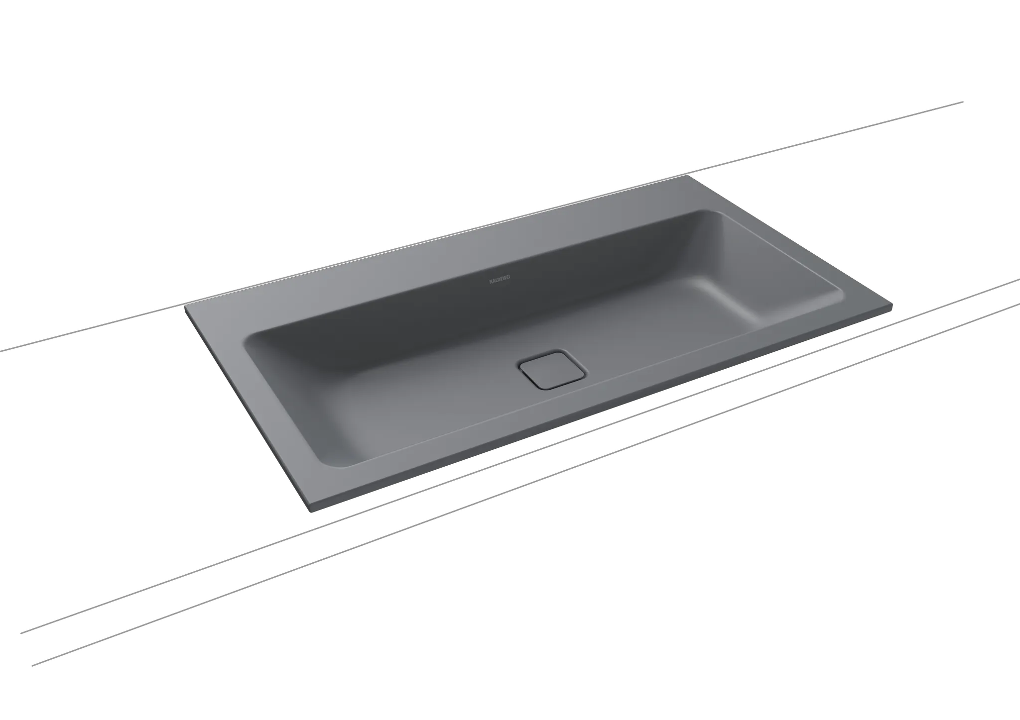 Einbauwaschtisch „Cono“ 90 × 50 cm, ohne Überlauf, mittig, mit Hahnlochbohrung in cool grey 70 mit Perl-Effekt Einbauwaschtisch „Cono“ 90 × 50 cm, ohne Überlauf, mittig, mit Hahnlochbohrung in cool grey 70 mit Perl-Effekt