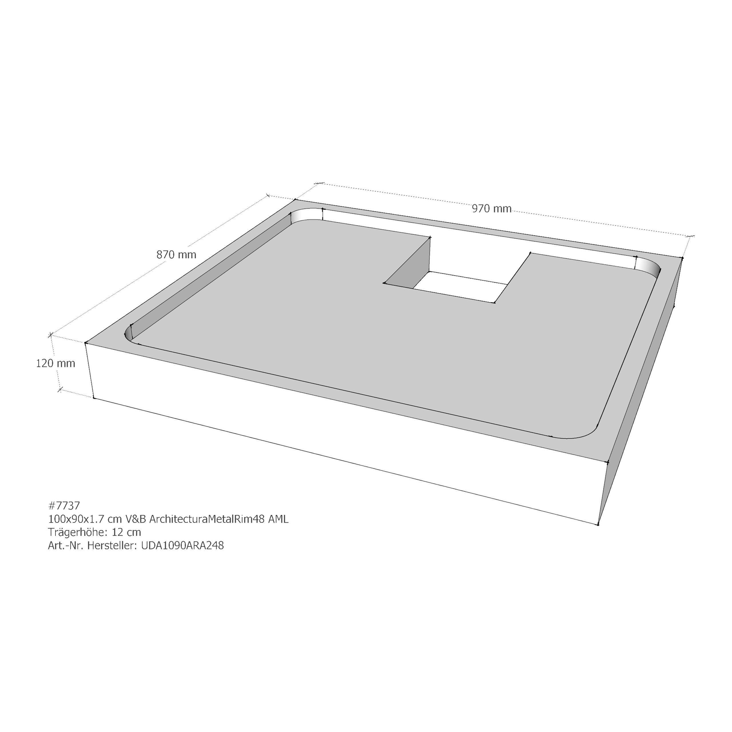 Duschwannenträger für Villeroy & Boch Architectura MetalRim 100 × 90 × 1,7 cm Breite: 90 cm / Länge: 100 cm Duschwannenträger für Villeroy & Boch Architectura MetalRim 100 × 90 × 1,7 cm Breite: 90 cm / Länge: 100 cm