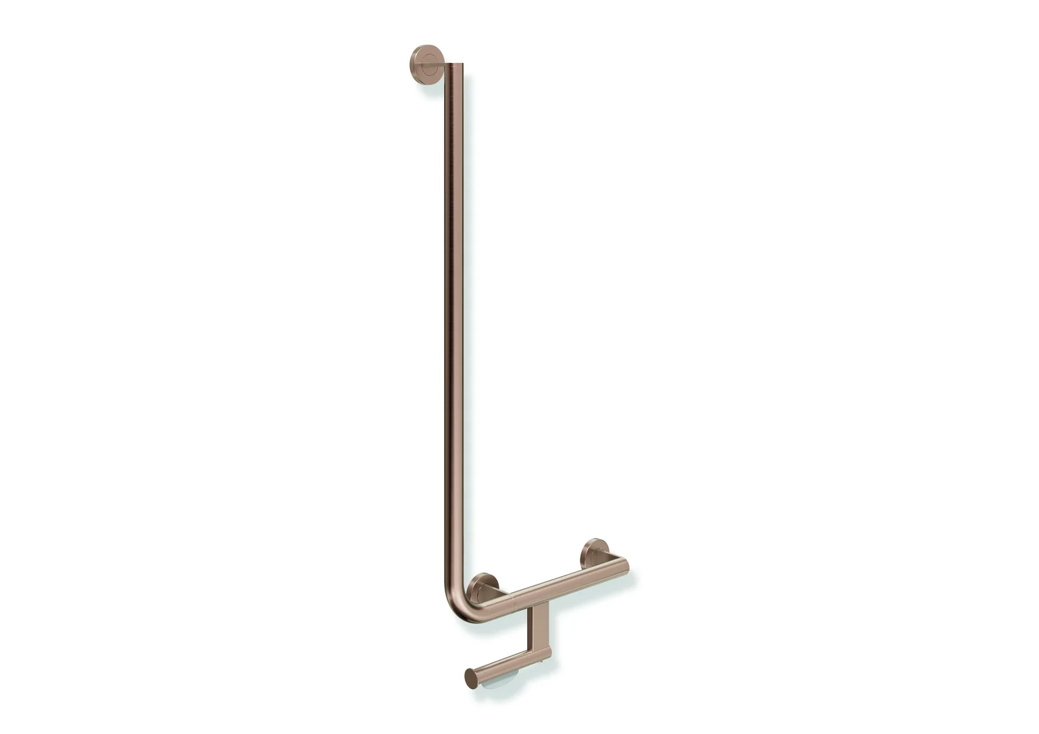HEWI Winkelgriff System 900 mit WC-Papierrollenhalter, rechts, 400 x 900 mm, 32 mm Durchmesser, Kupfer gebürstet