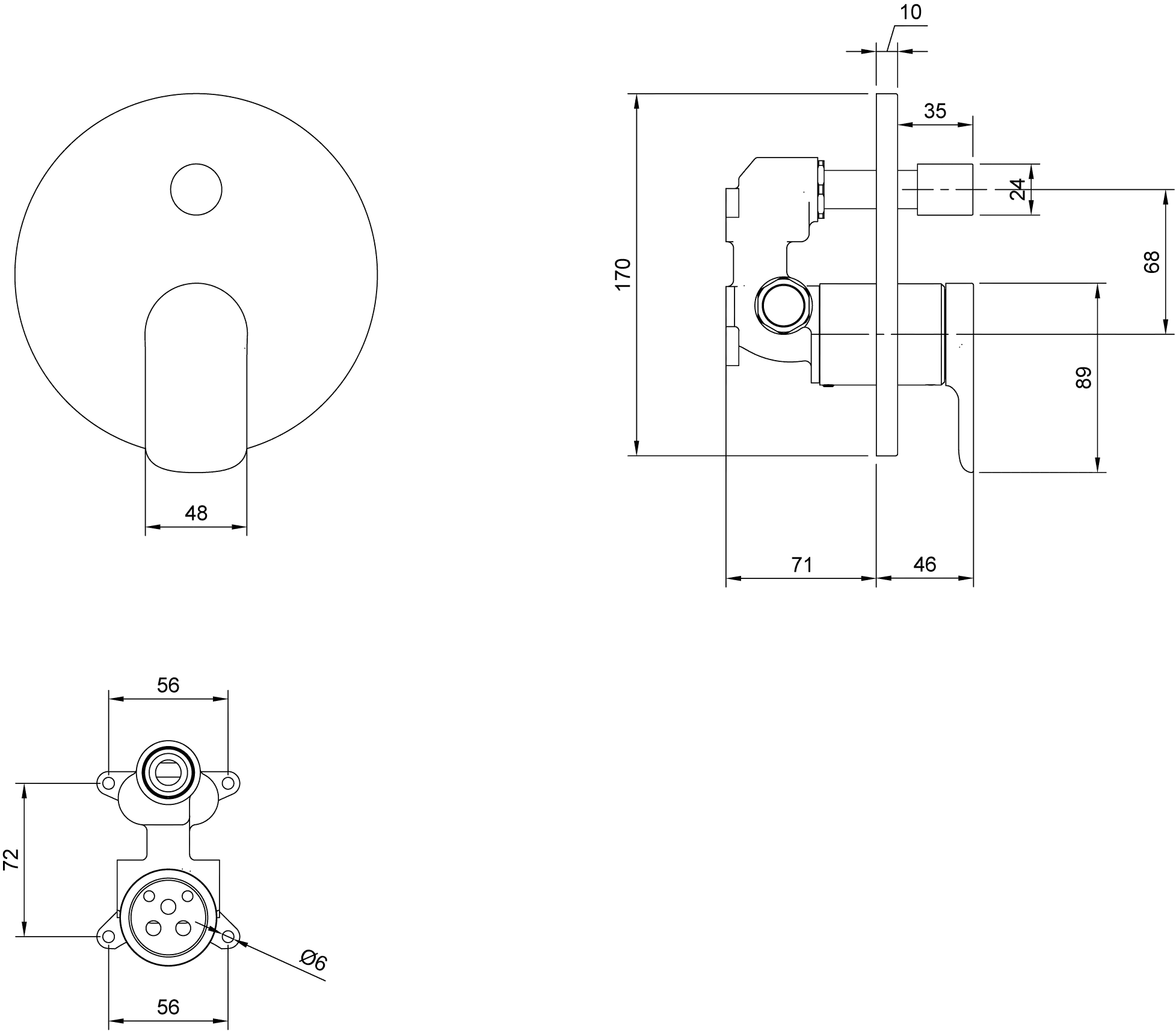 Einhand-Unterputz-Armatur „O.novo“ 4,6 cm in Chrom Einhand-Unterputz-Armatur „O.novo“ 4,6 cm in Chrom
