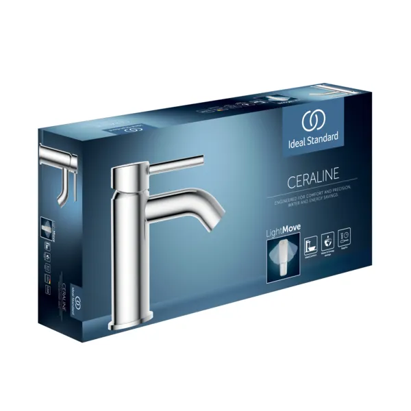 Waschtischarmatur Ceraline, 5 l/min., mit Ablaufgarnitur, Ausladung 100mm, Chrom Waschtischarmatur Ceraline, 5 l/min., mit Ablaufgarnitur, Ausladung 100mm, Chrom