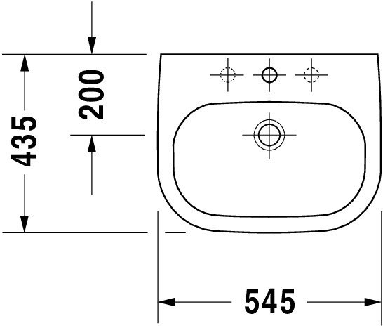 Einbauwaschtisch „D-Code“, Form rechteckig 54,5 × 43,5 cm 