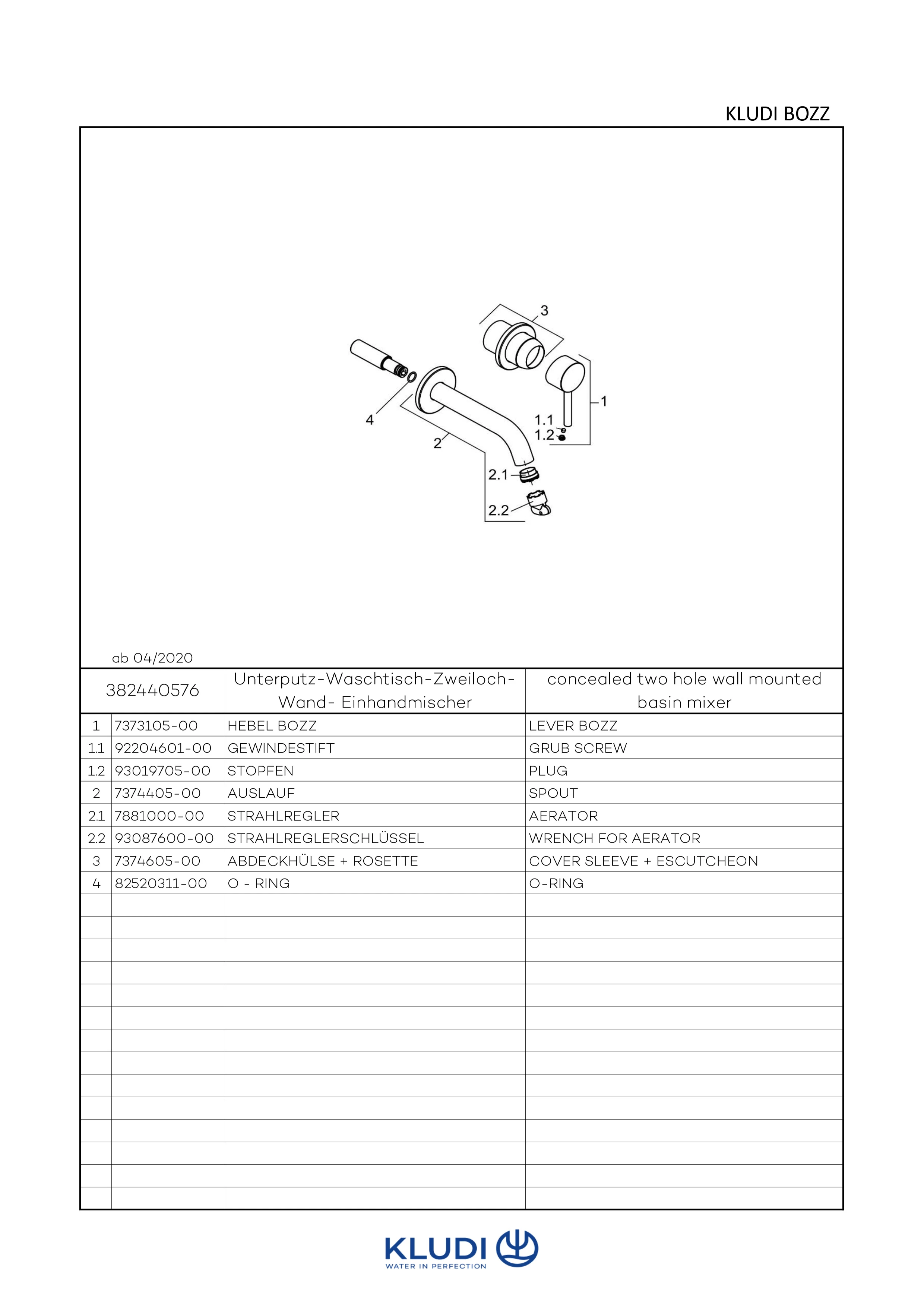 BOZZ WT2LOCHWANDEHM Ausladung 180 MM chrom BOZZ WT2LOCHWANDEHM Ausladung 180 MM chrom