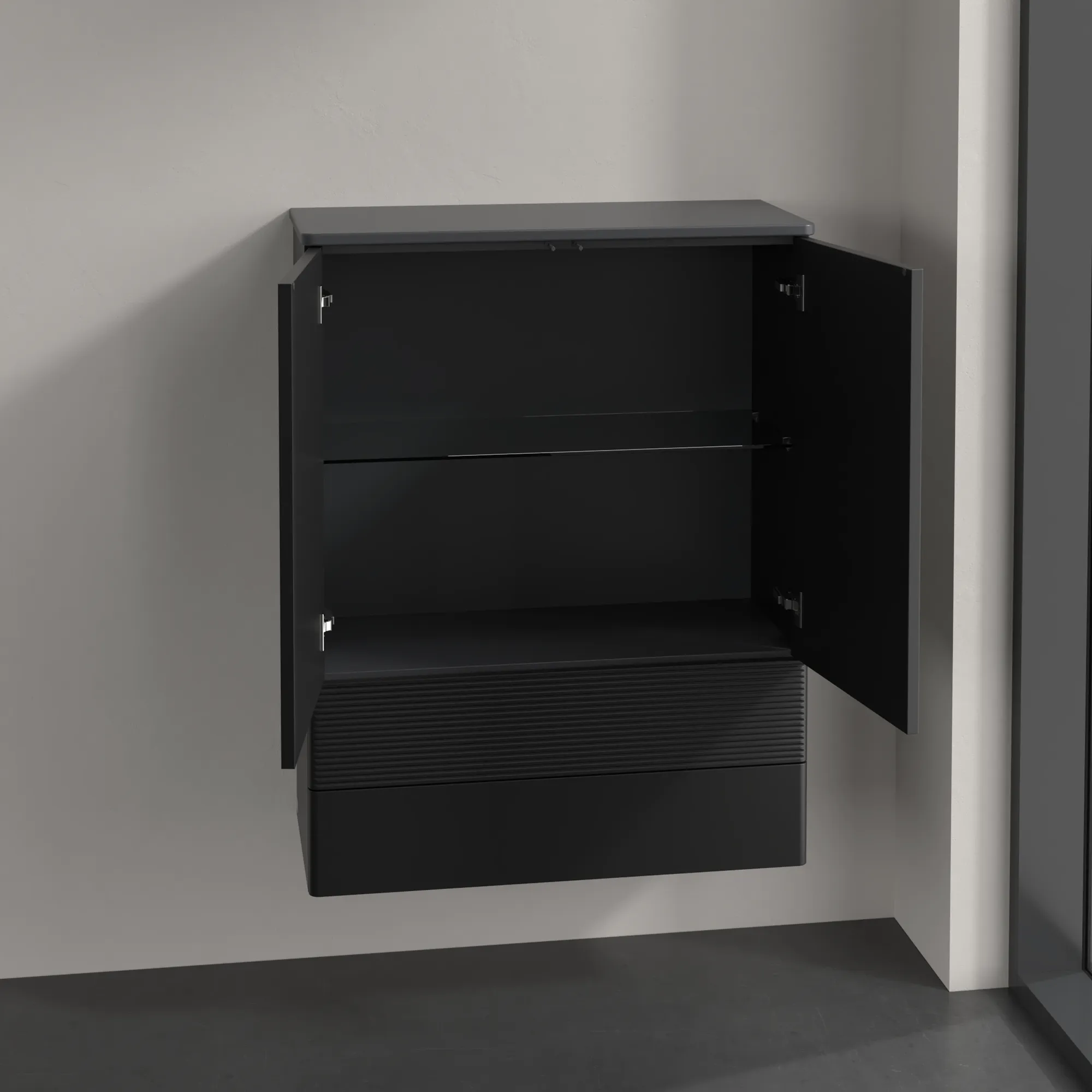 Villeroy & Boch Antao Highboard K47, 814x1039x356mm, 2 Türen, Black Matt Lacquer Villeroy & Boch Antao Highboard K47, 814x1039x356mm, 2 Türen, Black Matt Lacquer