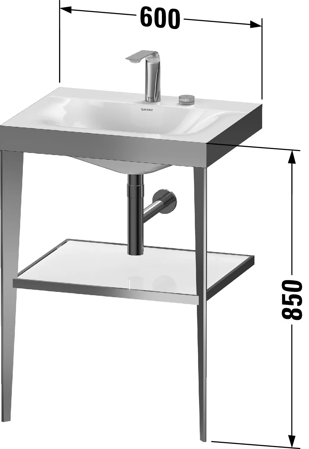 Duravit Waschtischunterschrank c-bonded Set mit Metallkonsole „XViu“ 60 × 85 × 48 cm