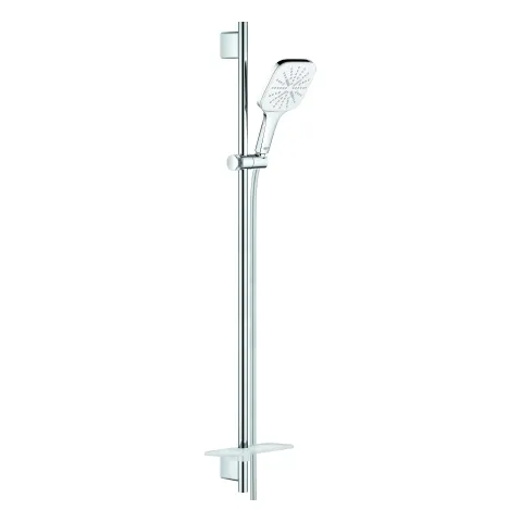 Brausestangenset Rainshower SmartActive 130 Cube 26587, 3 Strahlarten, Brauseboden moon white, Brausestange 900 mm, Brauseschlauch Silverflex 1.750 mm, Ablage, 9,5 l/min Durchflusskonstanthalter, moon white/chrom Brausestangenset Rainshower SmartActive 130 Cube 26587, 3 Strahlarten, Brauseboden moon white, Brausestange 900 mm, Brauseschlauch Silverflex 1.750 mm, Ablage, 9,5 l/min Durchflusskonstanthalter, moon white/chrom