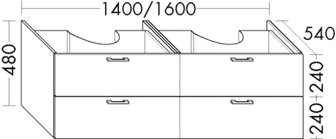 Burgbad Waschtischunterschrank Sys30, 1400 mm breit, 480 mm hoch, 540 mm tief, 2 Schubladen oben, 2 Auszüge unten, inkl. Raumsparsiphon Burgbad Waschtischunterschrank Sys30, 1400 mm breit, 480 mm hoch, 540 mm tief, 2 Schubladen oben, 2 Auszüge unten, inkl. Raumsparsiphon