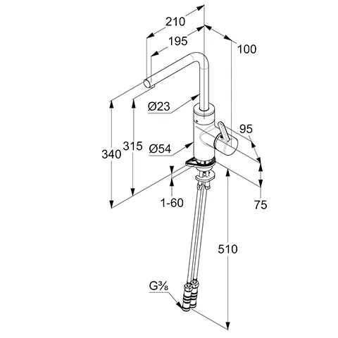 Kludi E-GO Elektrischer Spültisch-EHM mit Batterie, L-Auslauf, 66 tiefmattschwarz