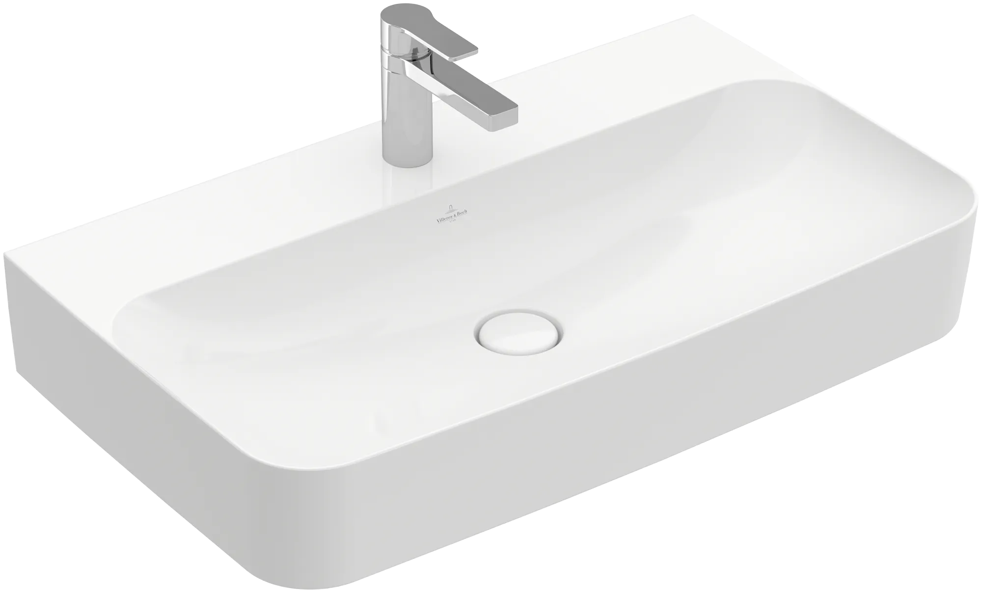 Villeroy & Boch Wandwaschtisch aus TitanCeram „Finion“ 800 × 470 × 165 mm, mit Hahnlochbohrung, Hahnlochposition mittig in Weiß Alpin, mit CeramicPlus Villeroy & Boch Wandwaschtisch aus TitanCeram „Finion“ 800 × 470 × 165 mm, mit Hahnlochbohrung, Hahnlochposition mittig in Weiß Alpin, mit CeramicPlus