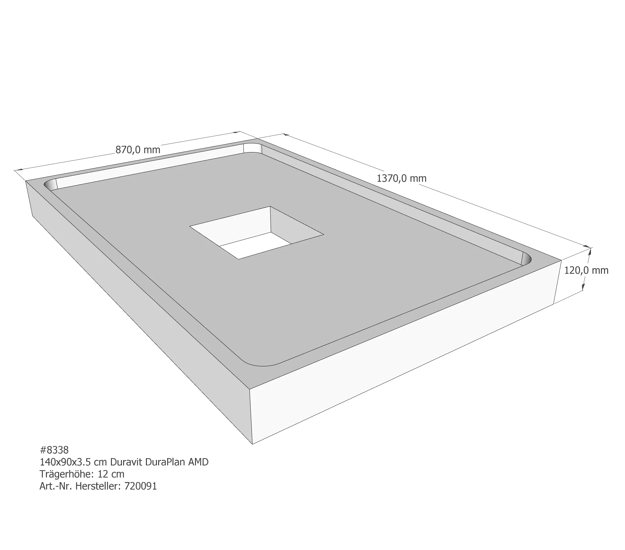 Duschwannenträger passend für Duravit DuraPlan 140 × 90 × 3,5 cm Duschwannenträger passend für Duravit DuraPlan 140 × 90 × 3,5 cm