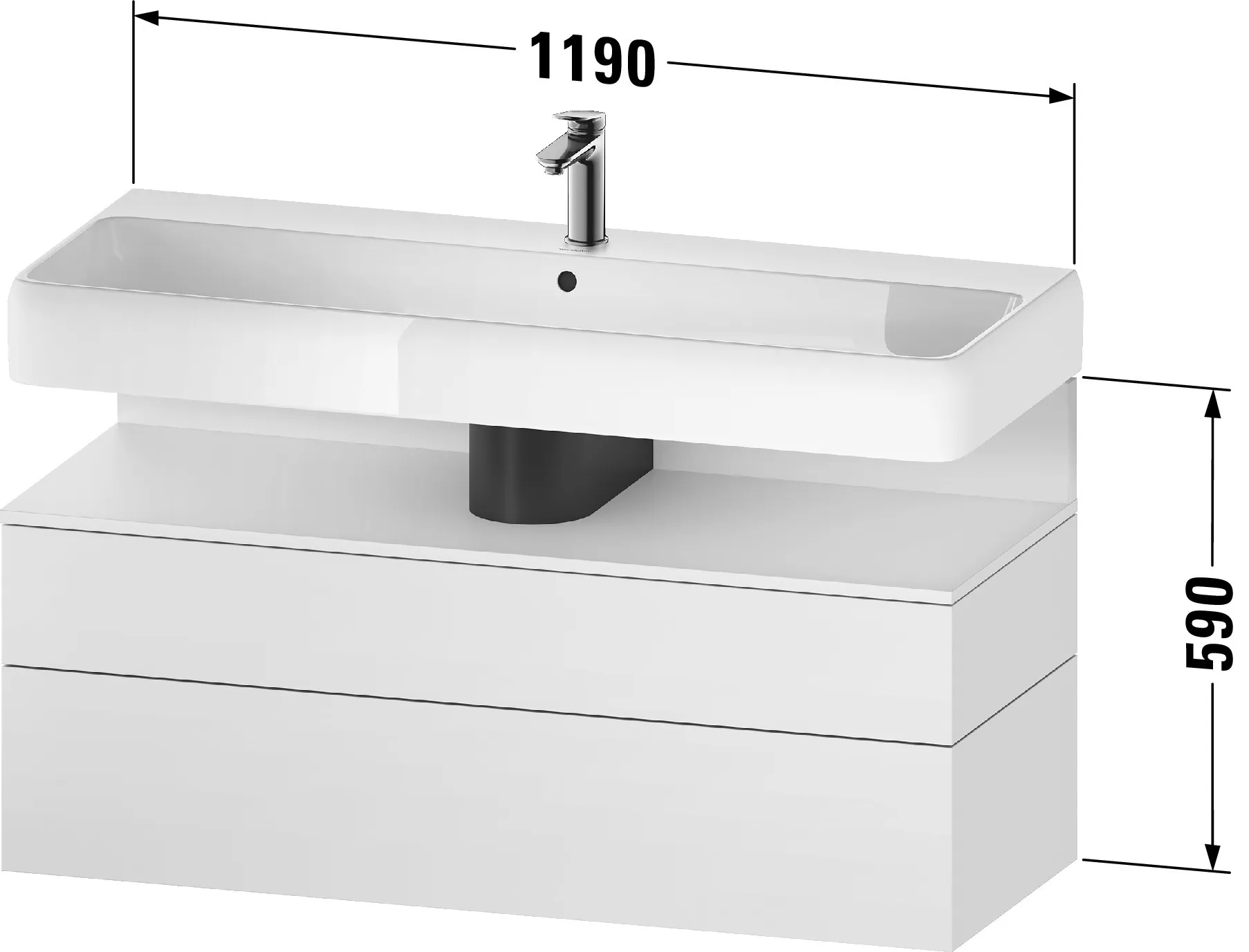 Duravit Waschtischunterschrank wandhängend „Qatego“ 119 × 59 × 47 cm in, ohne Beleuchtung