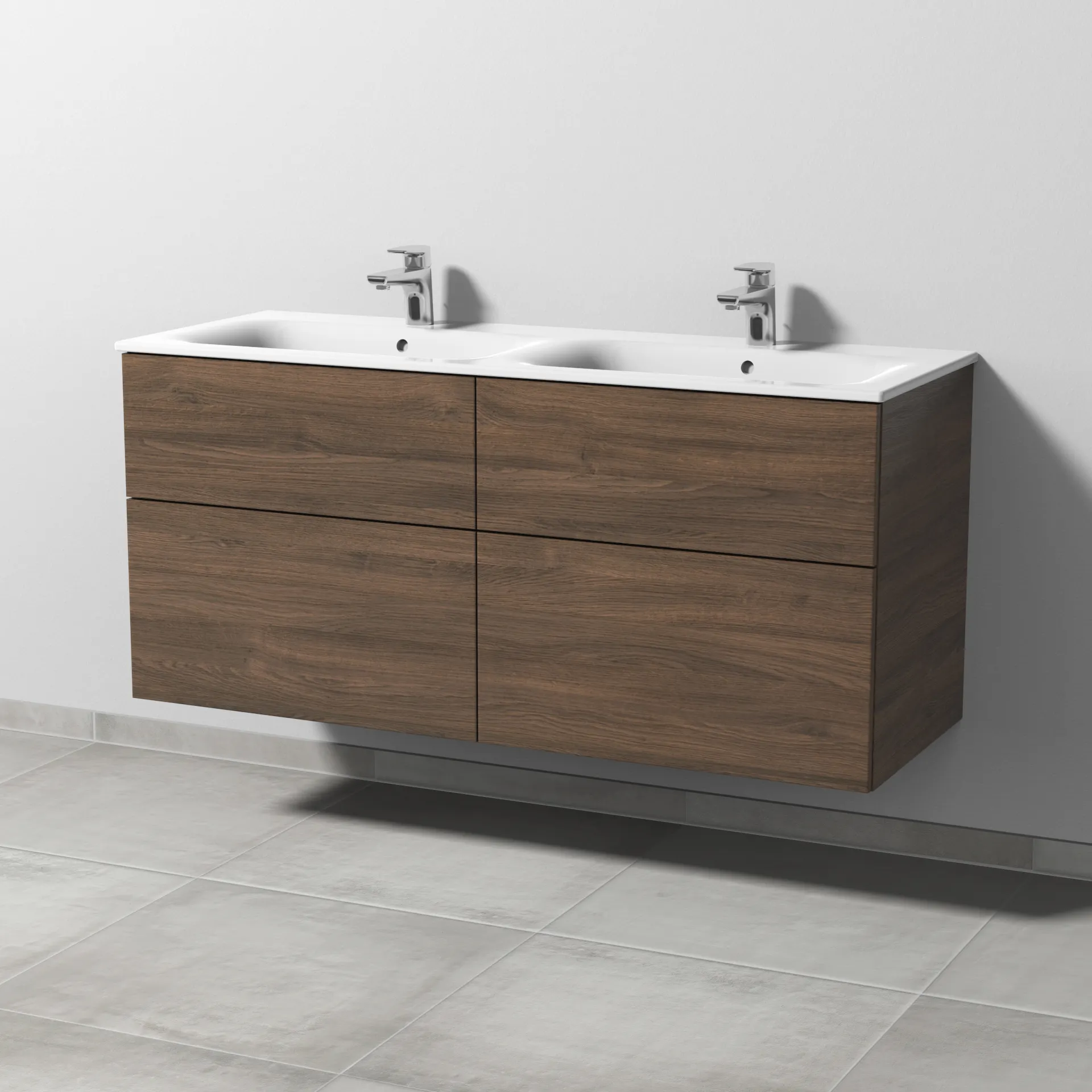 Sanipa Waschtischunterschrank „3way“ passend zu Keramik-Waschtische Renova Plan Slim von Geberit 1284 × 582 × 472 mm in Eiche Arizona