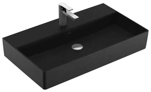 Wandwaschtisch „Memento 2.0“, ohne Überlauf, mit Hahnlochbohrung 80 × 47 cm in Ebony