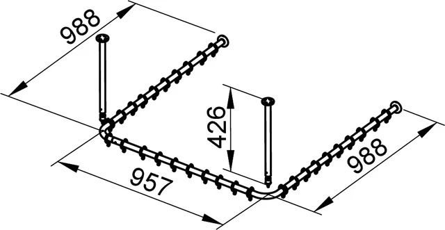 Plan 14940171000 Brausevorhangstangen-Set für Dusche U-Form 1000 x 1000 mm silber-eloxiert