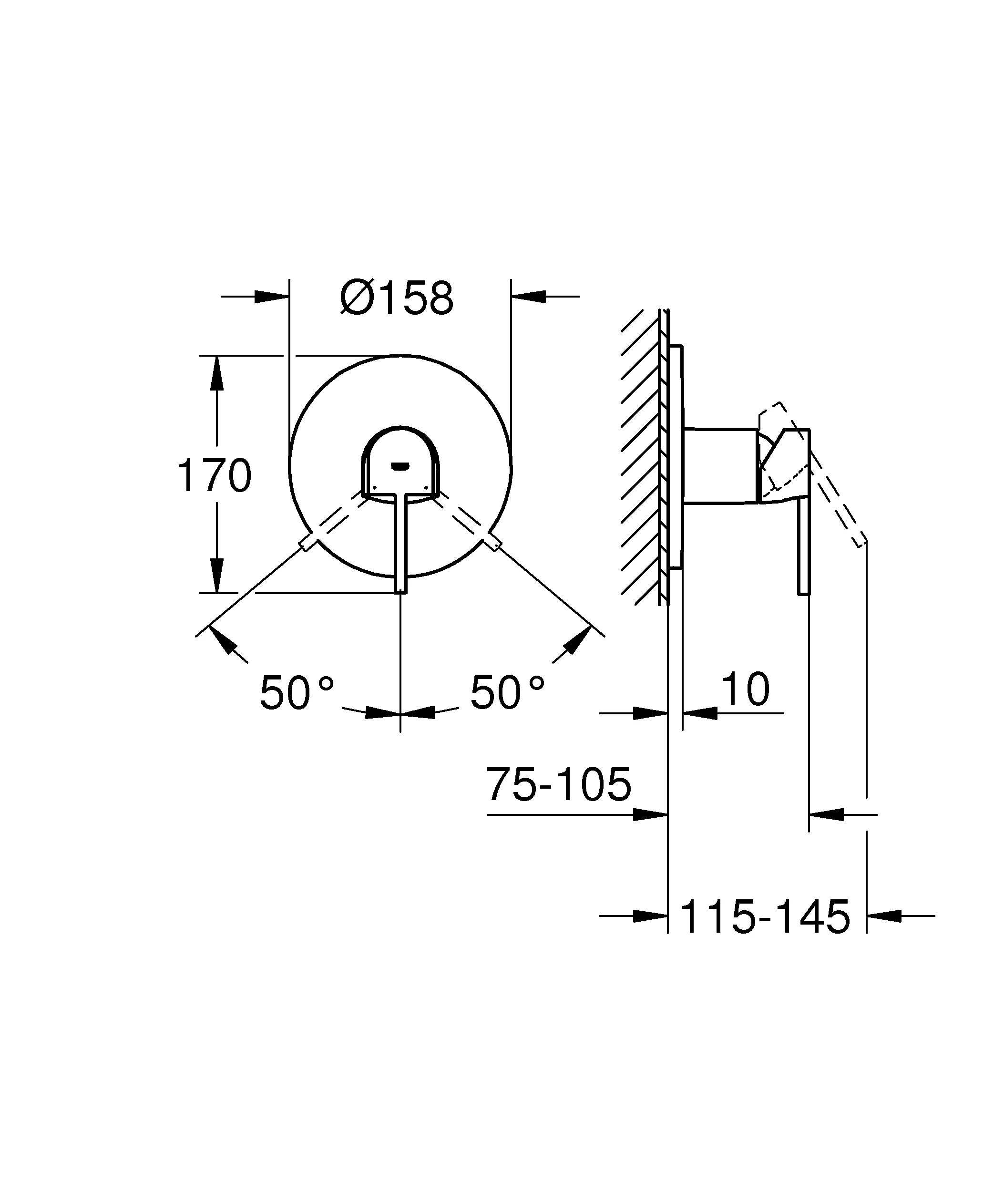 Einhand-Brausebatterie Plus 24059_3, Fertigmontageset für Rapido SmartBox, chrom