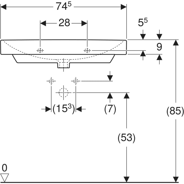 Wandwaschtisch „Smyle Square“, rechteckig, mit Überlauf, Hahnlochposition mittig 75 × 48 cm in weiß alpin Wandwaschtisch „Smyle Square“, rechteckig, mit Überlauf, Hahnlochposition mittig 75 × 48 cm in weiß alpin