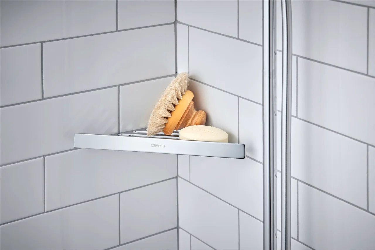 Hansgrohe AddStoris Q Seifenkorb in Chrom, wandmontiert mit verdeckter Befestigung, Bohrloch 40 mm, Durchmesser 6 mm Hansgrohe AddStoris Q Seifenkorb in Chrom, wandmontiert mit verdeckter Befestigung, Bohrloch 40 mm, Durchmesser 6 mm