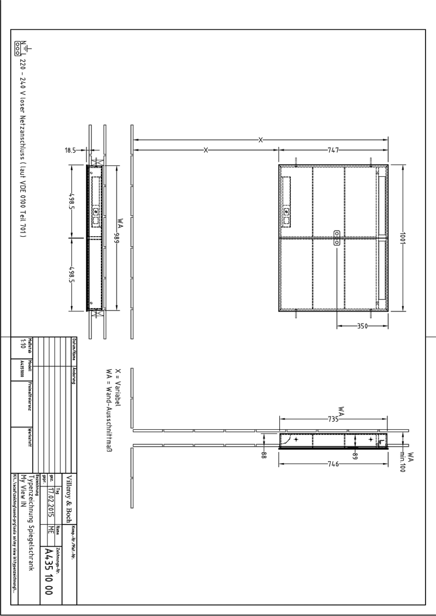 Villeroy & Boch Einbau-Spiegelschrank „My View-In“ 1001 × 747 × 107 mm in White Matt