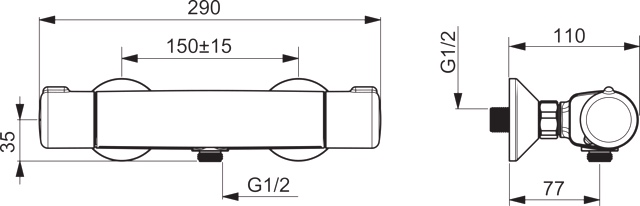 HA Brausebatterie HANSAMICRA 5815 DN15 Chrom