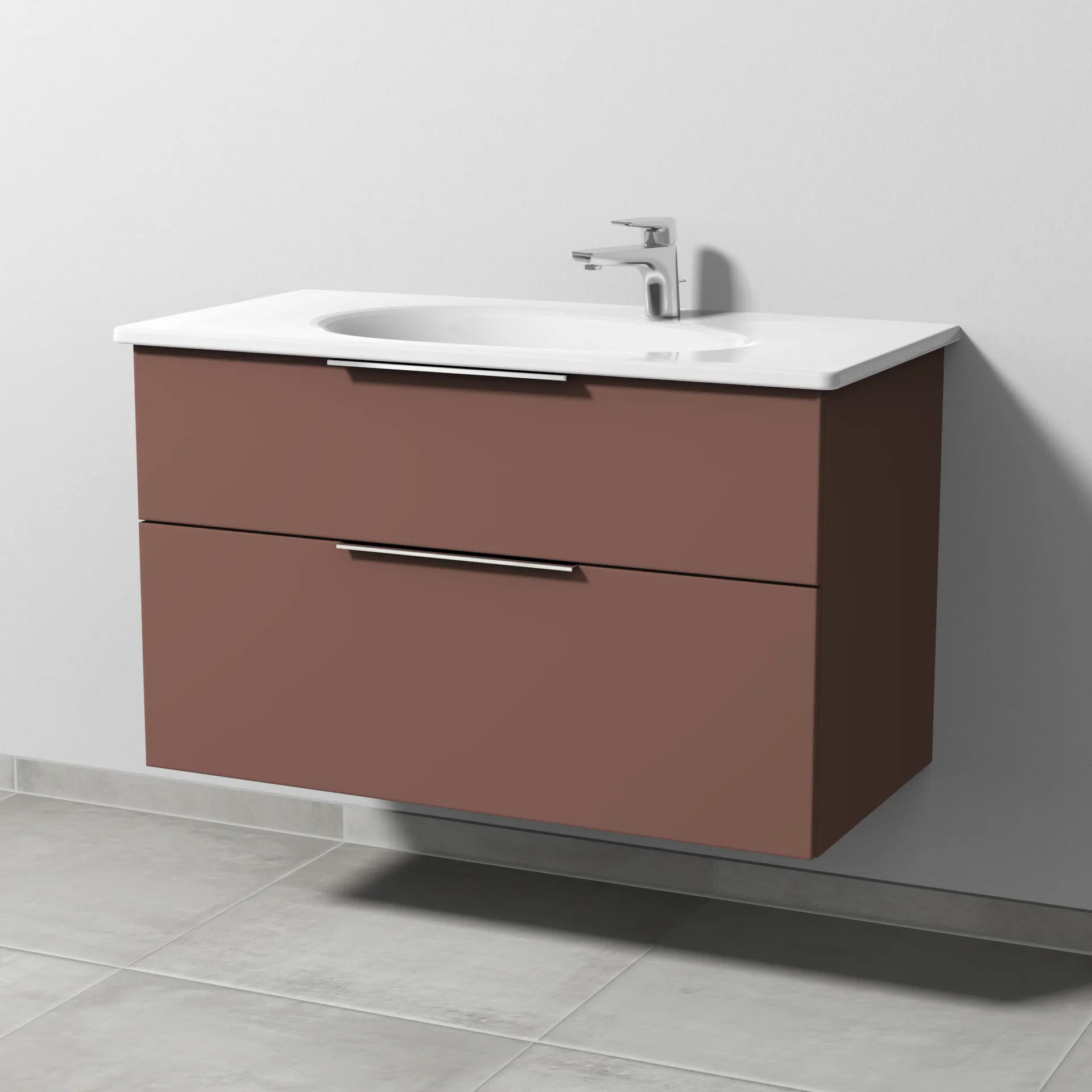 Sanipa Waschtischunterschrank „3way“ passend zu Keramik-Waschtische Antao von Villeroy & Boch 955 × 588 × 482 mm in Wine-Red