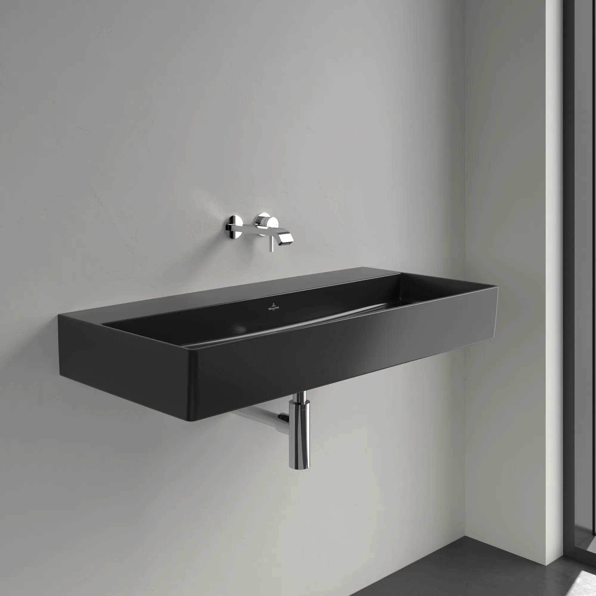 Villeroy & Boch Memento 2.0 Waschbecken, Pure Black CeramicPlus, 1000x470x135 mm, TitanCeram, Wandmontage