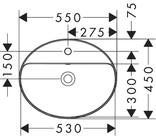 Hansgrohe Einbauwaschtisch Xuniva D, weiß, 550x450 mm, 130 mm Innenhöhe, glänzend, mit Hahnloch und Überlauf Hansgrohe Einbauwaschtisch Xuniva D, weiß, 550x450 mm, 130 mm Innenhöhe, glänzend, mit Hahnloch und Überlauf