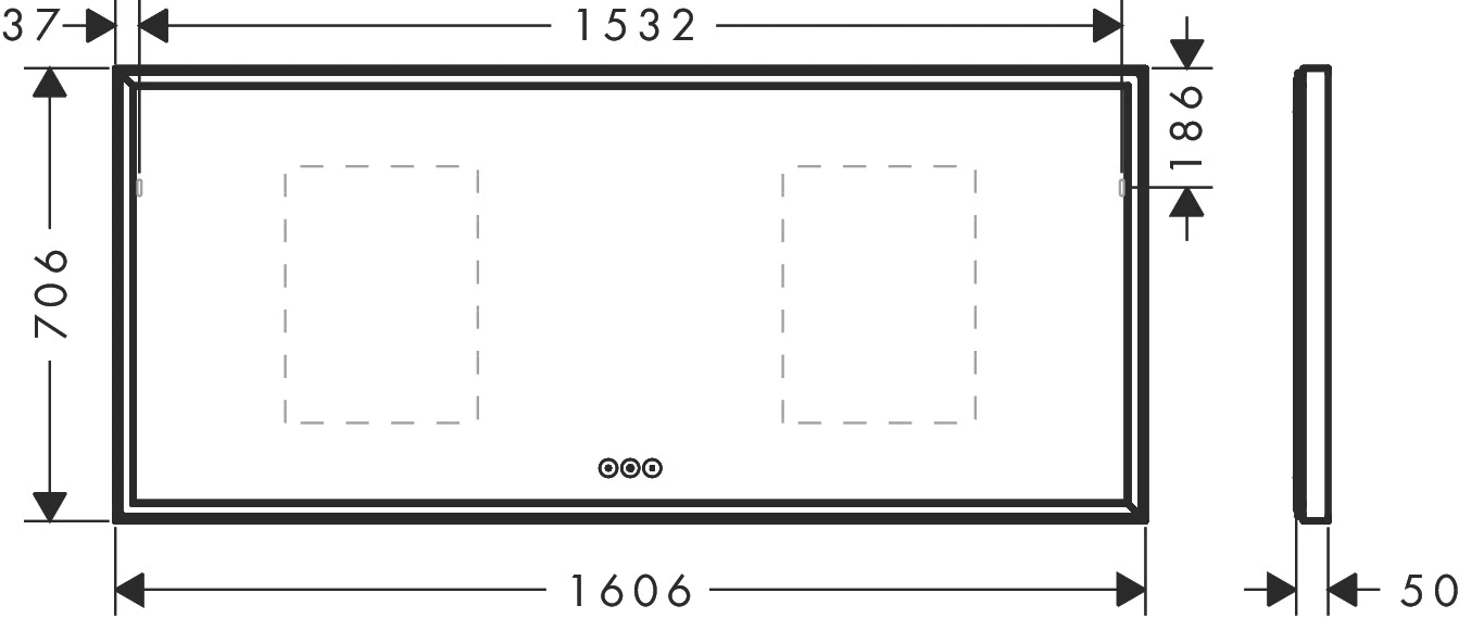 Xarita E Spiegel mit LED-Beleuchtung 1600/50 kapazitiver Berührungssensor Mattweiß