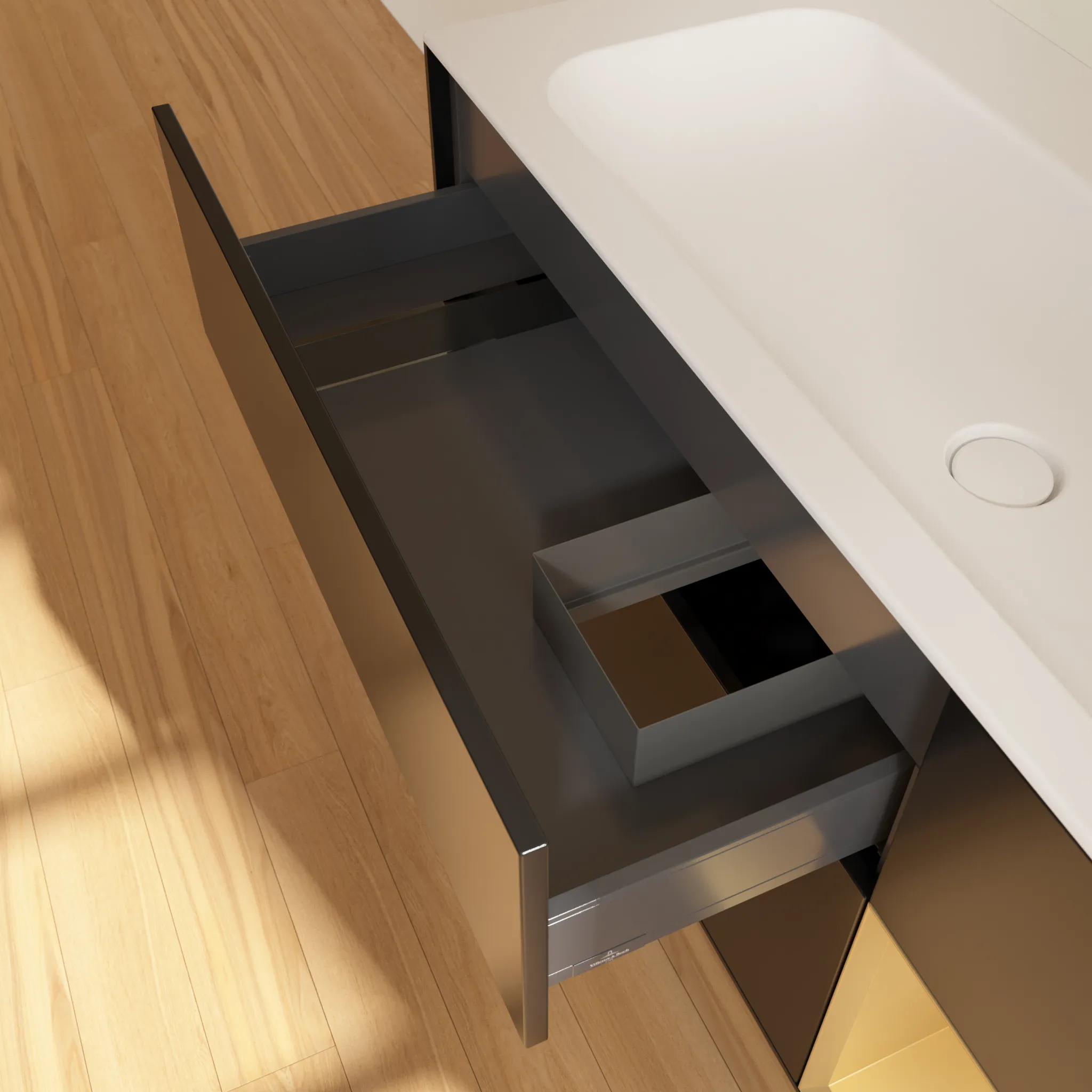 Villeroy & Boch Waschtischunterschrank „Finion“ für Schrankwaschtisch 1196 × 591 × 498 mm Black Matt Lacquer, für Becken mittig Villeroy & Boch Waschtischunterschrank „Finion“ für Schrankwaschtisch 1196 × 591 × 498 mm Black Matt Lacquer, für Becken mittig