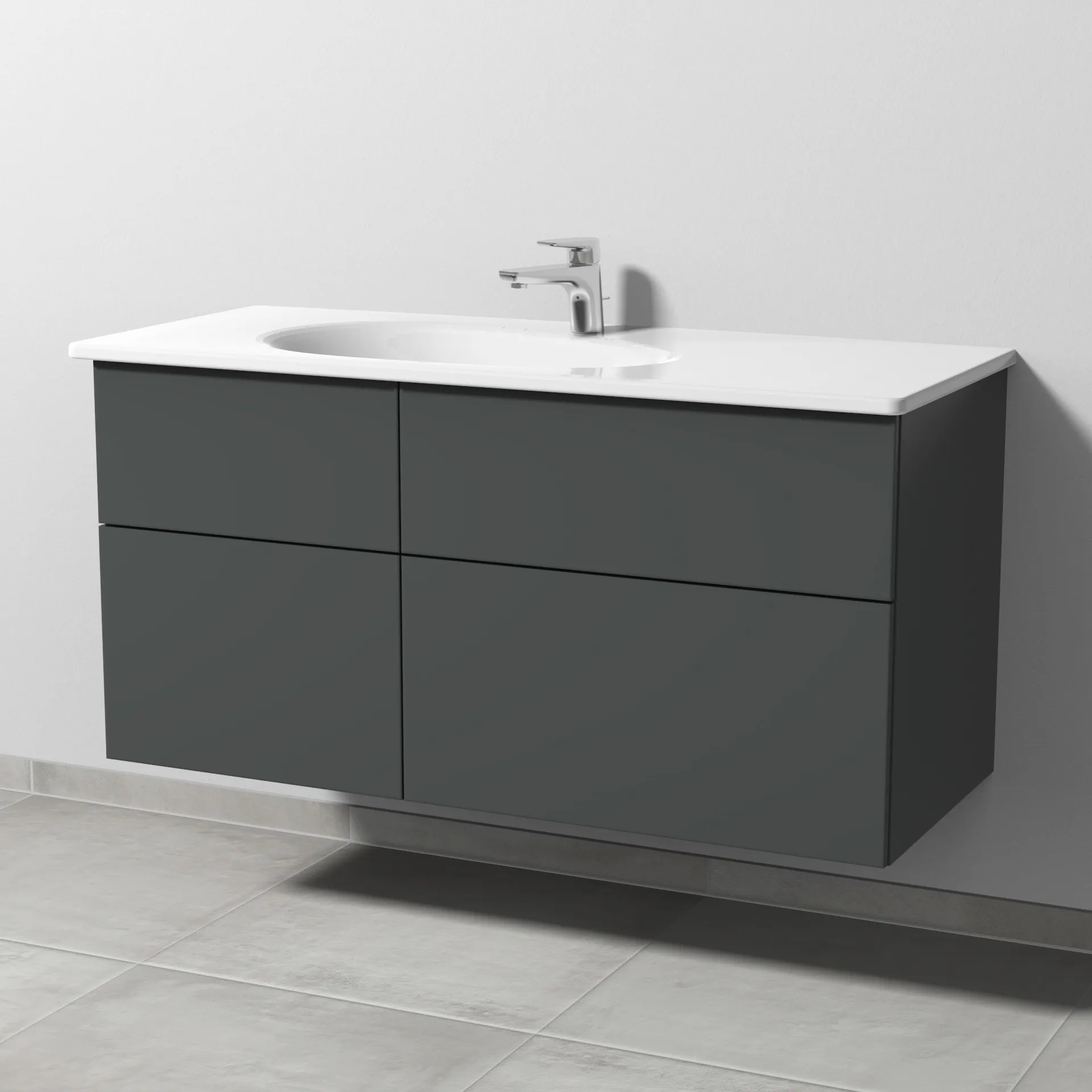 Sanipa Waschtischunterschrank „3way“ passend zu Keramik-Waschtische Antao von Villeroy & Boch 1155 × 588 × 482 mm in Anthrazit (matt)