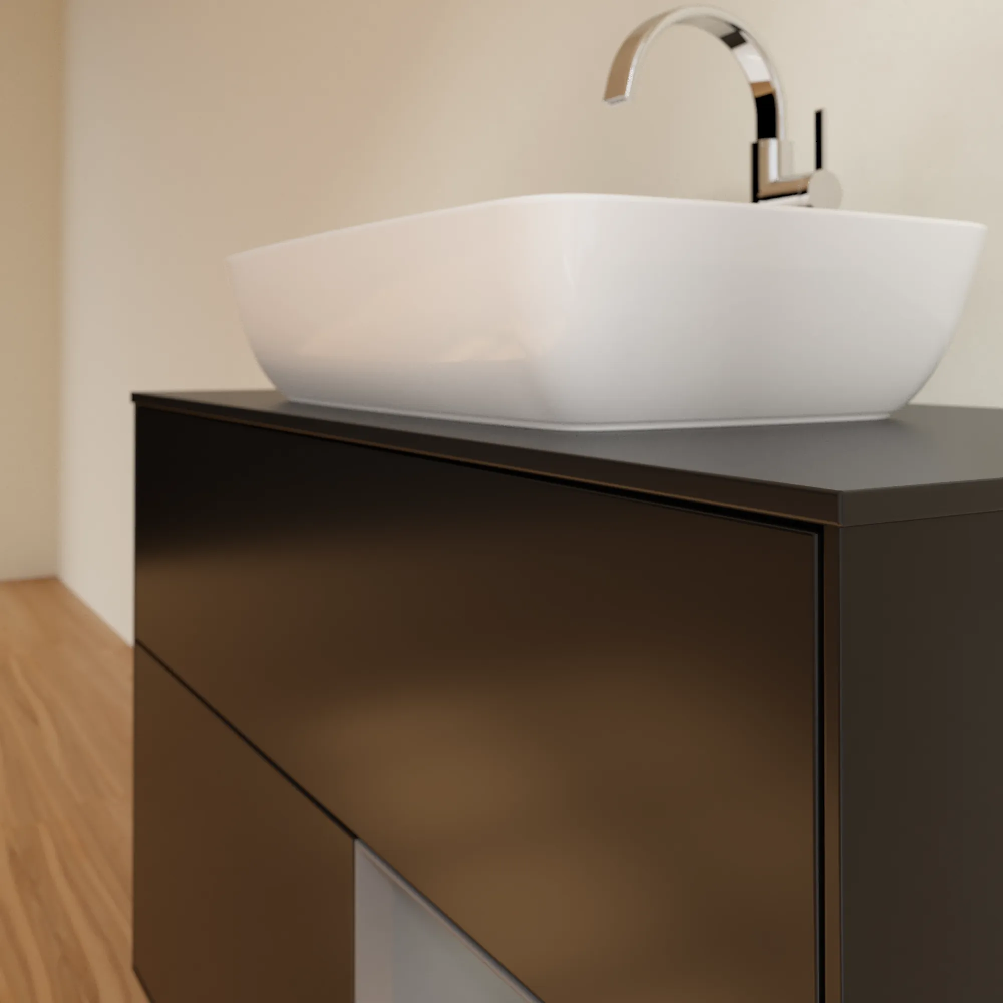 Villeroy & Boch Waschbeckenunterschrank Finion F78, 1000 x 603 x 501 mm, Black Matt Lacquer, mit Beleuchtung und Push-to-open Funktion Villeroy & Boch Waschbeckenunterschrank Finion F78, 1000 x 603 x 501 mm, Black Matt Lacquer, mit Beleuchtung und Push-to-open Funktion