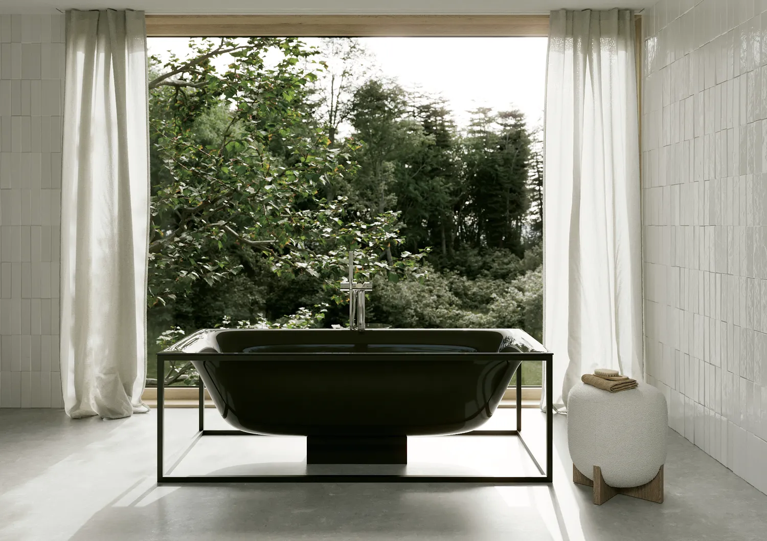Bette BetteLux Shape Badewanne Rechteck, 1800 x 800 mm, Midnight, glasierter Titan-Stahl, Freistehend, 2-Sitzer