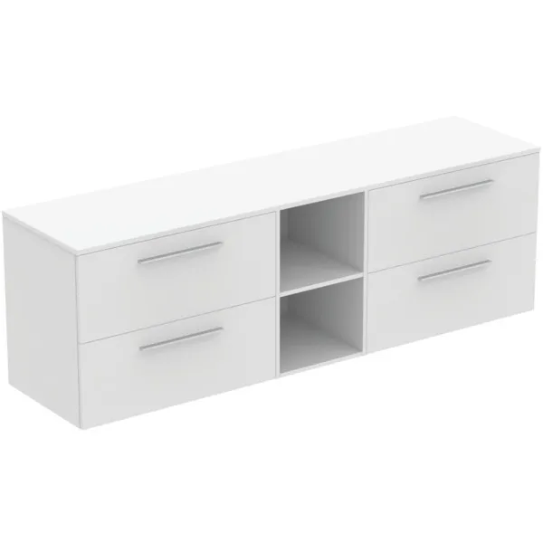 Möbel-Set 200cm i.life B 4 Auszüge 2 offene Fächer (mittig) Griff Chrom Weiß matt