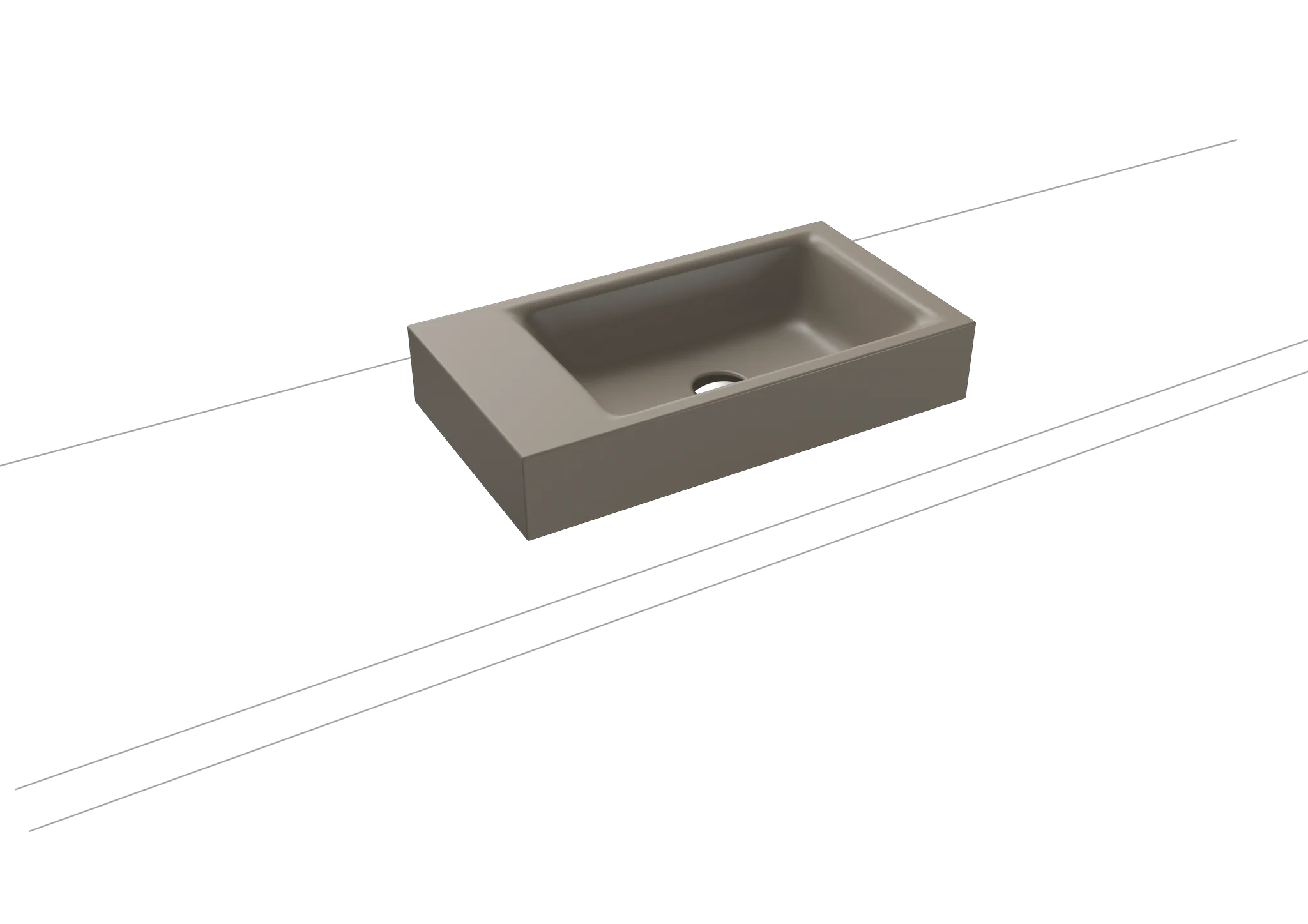 Kaldewei PURO Aufsatz-Handwaschtisch, warm grey, 550 x 300 mm, 100 mm Randhöhe, ohne Überlauf, Perl-Effekt, Antidröhn, beidseitig emailliert