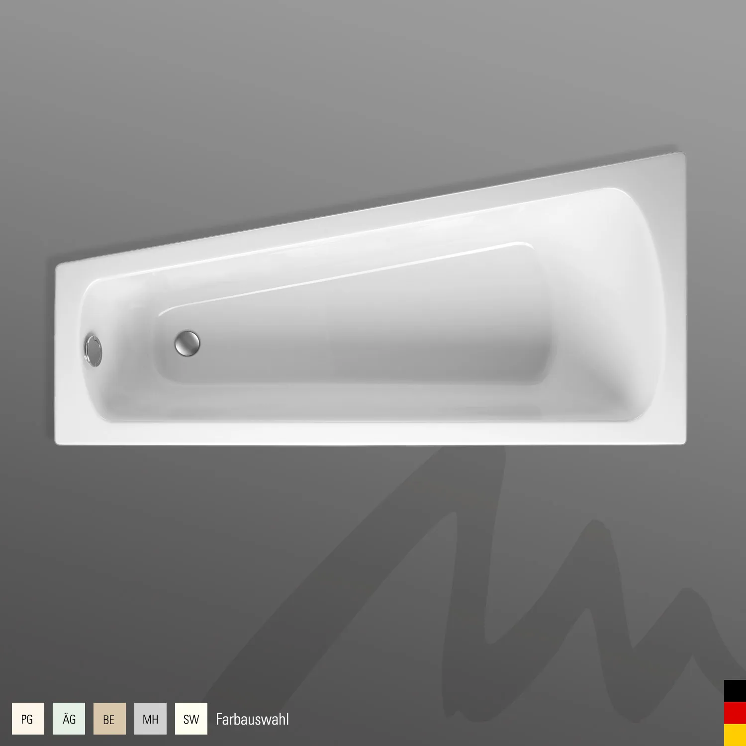 Mauersberger Acryl-Badewanne ascea 165⁄80 rechts, 1650x800x480, Farbgruppe 2