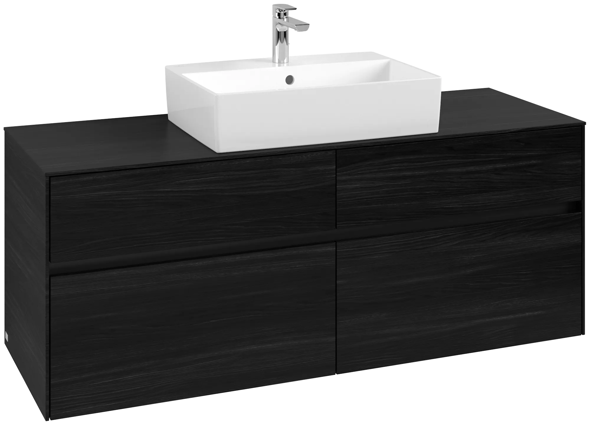 Villeroy & Boch Waschtischunterschrank „Collaro“ 1400 × 548 × 500 mm Black Oak, mit Beleuchtung, für Becken mittig