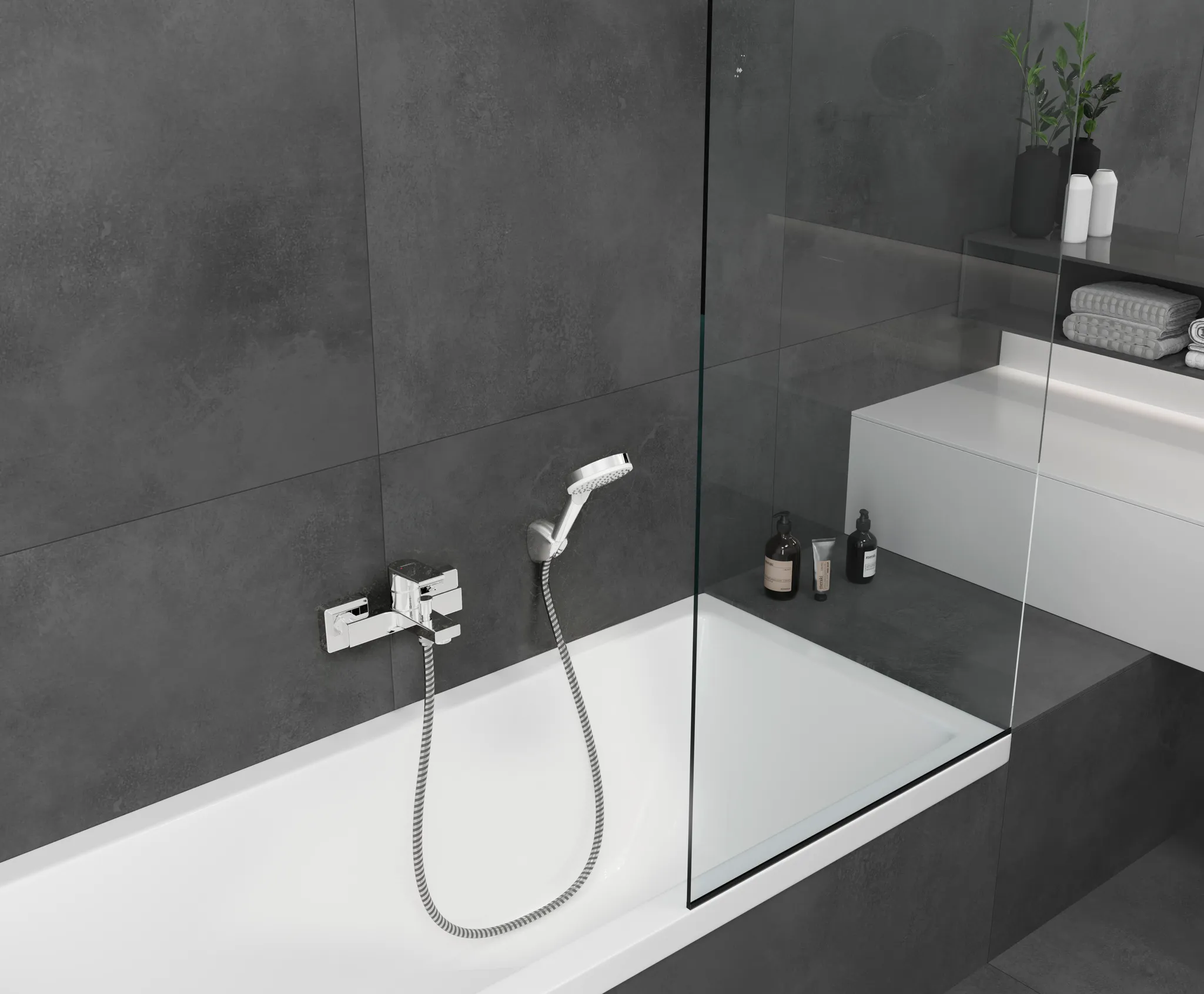 Hansgrohe Mischer Vernis Shape Einhebel-Wannenmischer Aufputz, Chrom