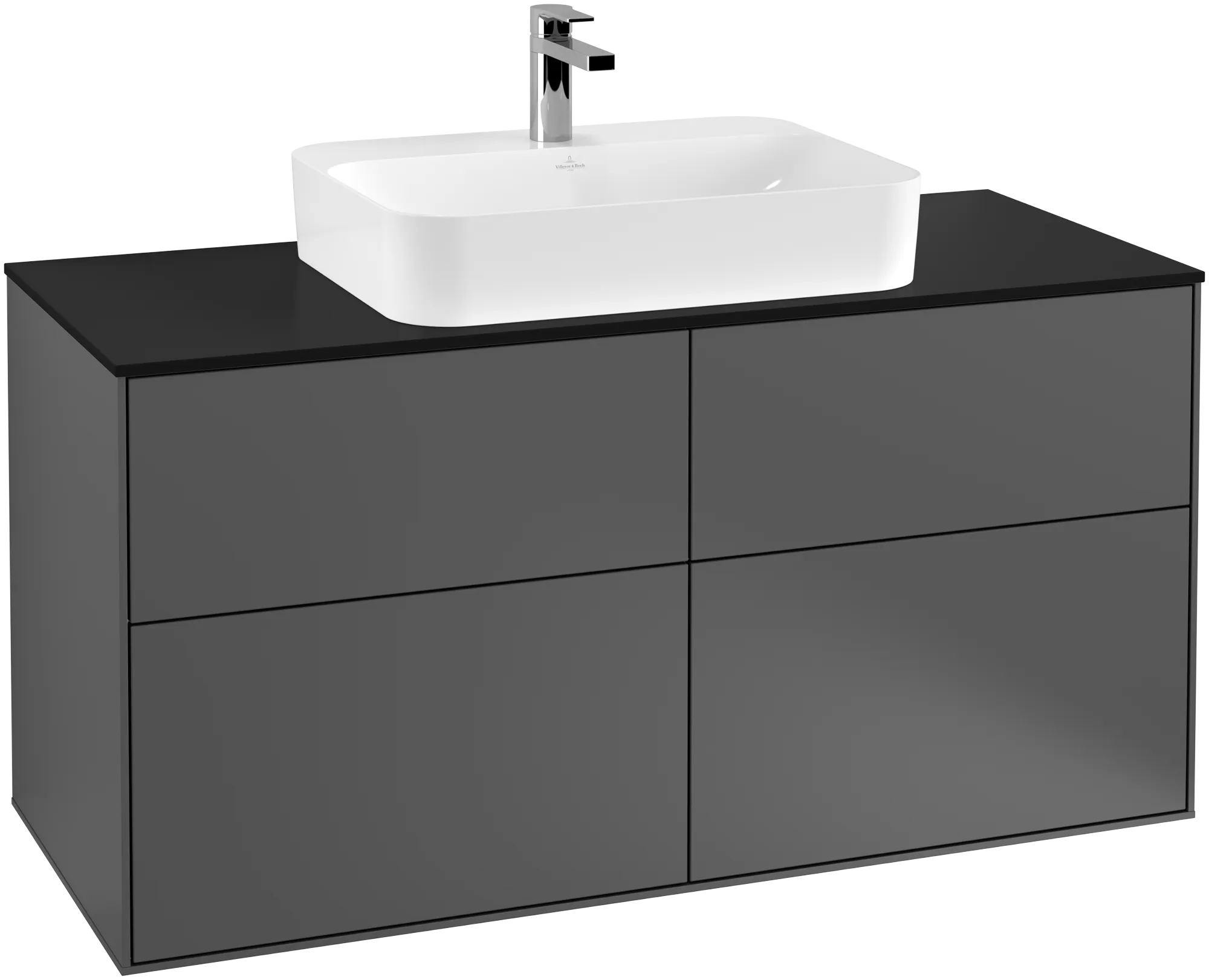 Villeroy & Boch Waschtischunterschrank „Finion“ für Schrankwaschtisch 1200 × 603 × 501 mm Anthracite Matt Lacquer, für Becken mittig Villeroy & Boch Waschtischunterschrank „Finion“ für Schrankwaschtisch 1200 × 603 × 501 mm Anthracite Matt Lacquer, für Becken mittig