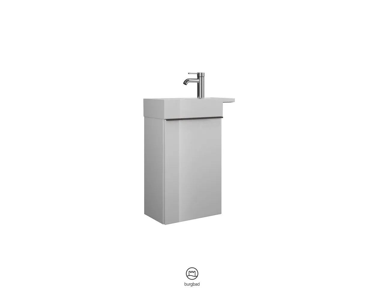 Burgbad Yumo Mineralguss-Waschtisch inkl. WTU, weiß/rauchglas, 285x260 mm Becken, 711 mm hoch, 505 mm breit, 265 mm tief Burgbad Yumo Mineralguss-Waschtisch inkl. WTU, weiß/rauchglas, 285x260 mm Becken, 711 mm hoch, 505 mm breit, 265 mm tief