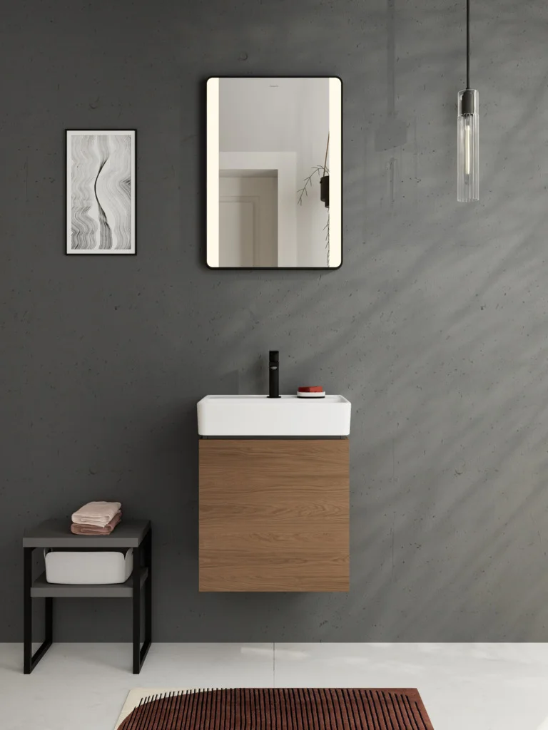 Hansgrohe Xarita Lite Q Spiegel mit seitlicher LED-Beleuchtung, Mattschwarz, Maße 500x700x30 mm