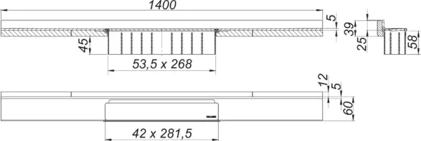 Duschrinne CeraWall Select N Edelstahl poliert, 1400 mm