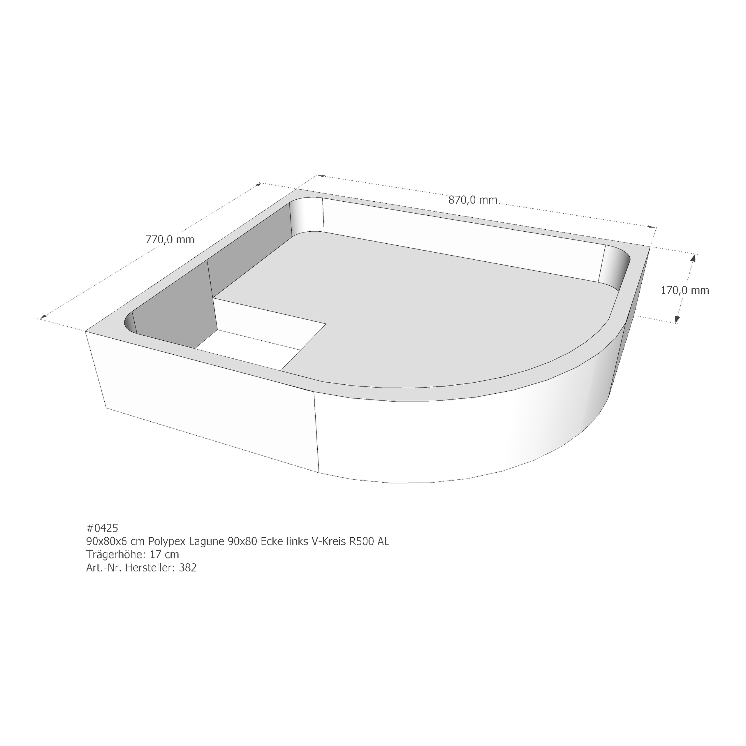 Duschwannenträger für Polypex Lagune 90x80 links 80 × 90 × 6 cm