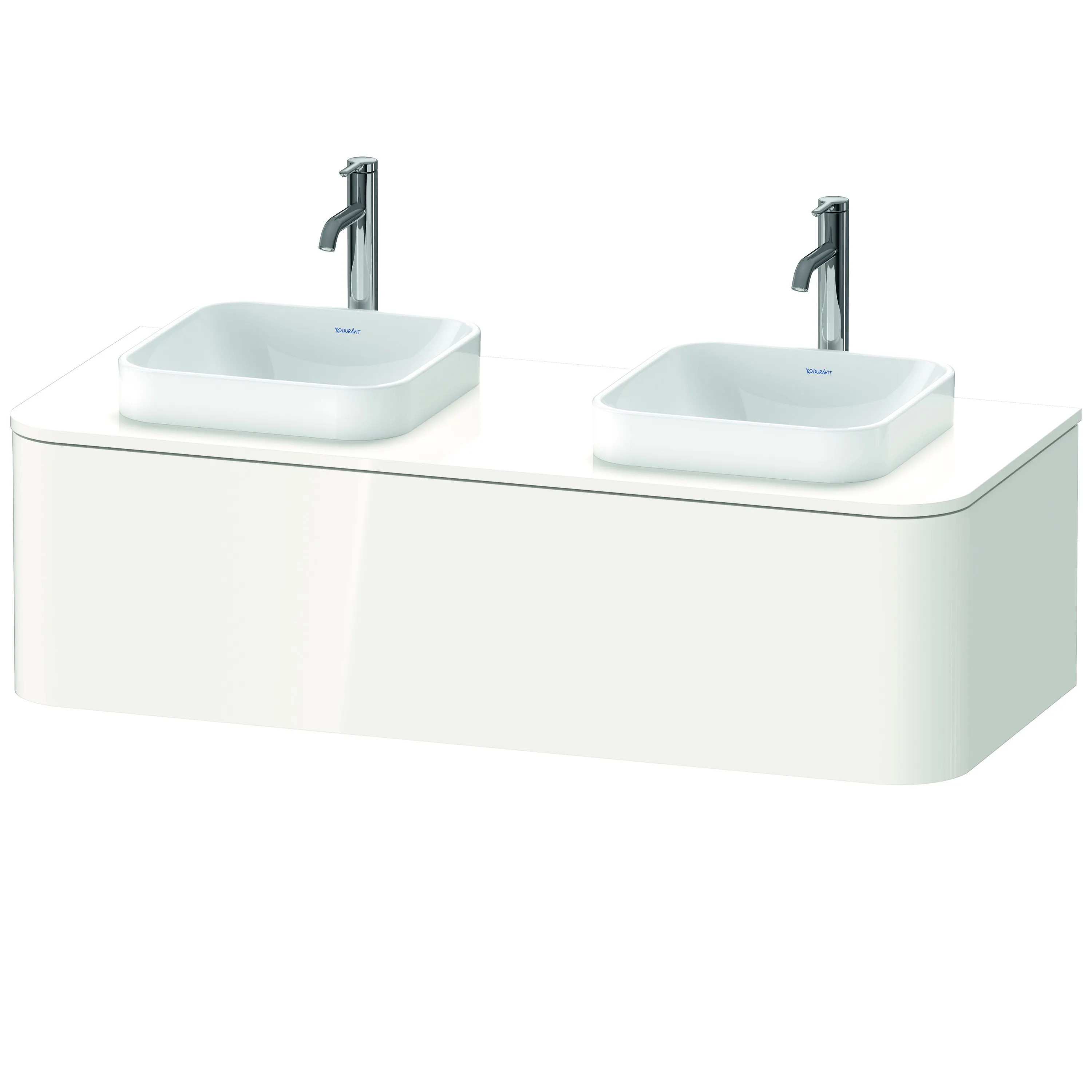 Duravit Waschtischunterschrank wandhängend „Happy D.2 Plus“ 130 × 35,4 × 55 cm Weiß Hochglanz Becken: links und rechts / Beleuchtung: ohne / Front- & Korpusfarbe: Weiß Hochglanz / Größe: 130 × 55 × 35,4 cm / Oberfläche: Dekor / Schubladen: 1 Duravit Waschtischunterschrank wandhängend „Happy D.2 Plus“ 130 × 35,4 × 55 cm Weiß Hochglanz Becken: links und rechts / Beleuchtung: ohne / Front- & Korpusfarbe: Weiß Hochglanz / Größe: 130 × 55 × 35,4 cm / Oberfläche: Dekor / Schubladen: 1