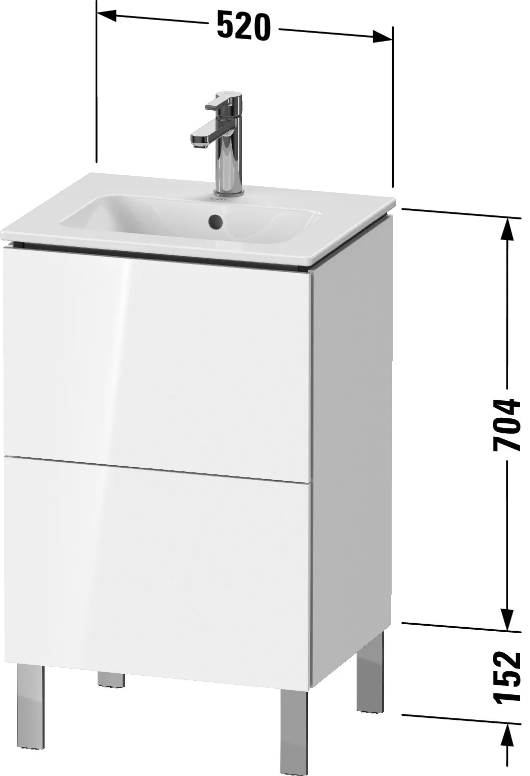 Duravit Waschtischunterschrank bodenstehend „L-Cube“ 52 × 70,4 × 42,1 cm in Betongrau Matt