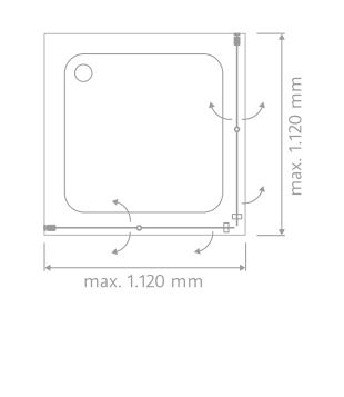 HSK Eckeinstieg mit Drehfalttüren pendelbar „K2“ in Glas Klar hell