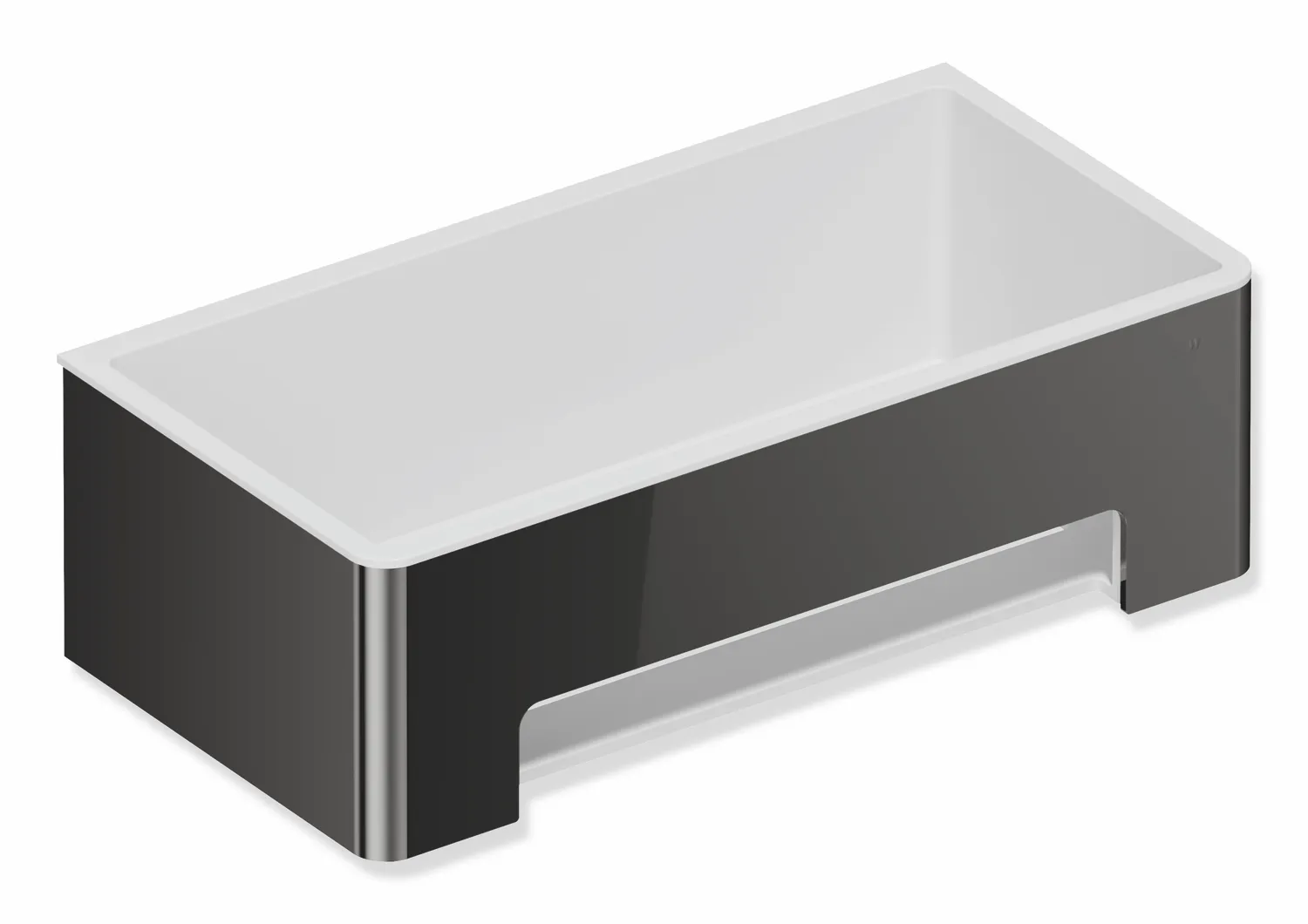 Duschkorb des Systems 900, Halter aus Edelstahl, PVD, Einsatz aus Kunststoff, weiß, B: 220 mm, H: 67 mm, T: 115 mm, in Farbe CK (messing glänzend)