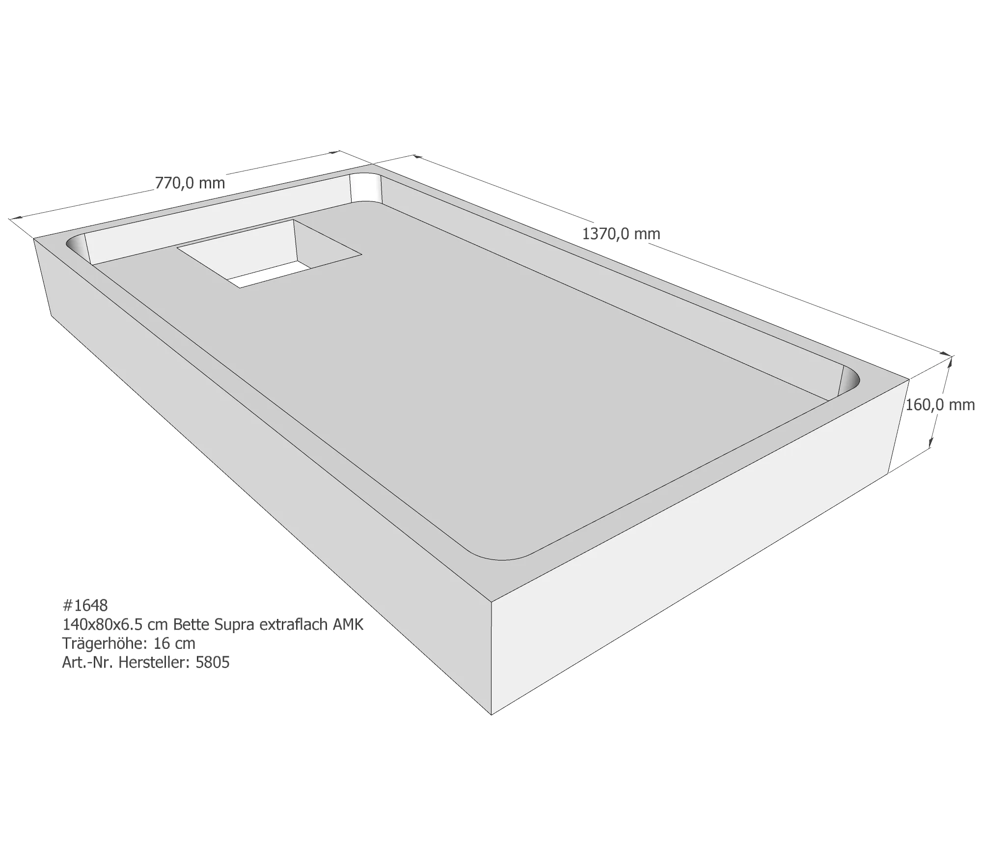 Duschwannenträger für Bette Supra (extraflach) 140 × 80 × 6,5 cm Breite: 80 cm / Länge: 140 cm Duschwannenträger für Bette Supra (extraflach) 140 × 80 × 6,5 cm Breite: 80 cm / Länge: 140 cm
