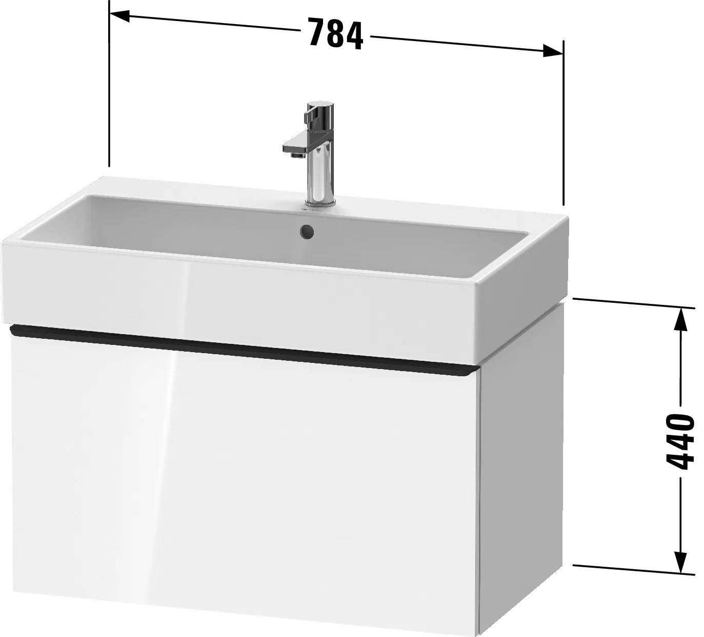 Duravit Waschtischunterschrank wandhängend „D-Neo“ 78,4 × 44 × 44,2 cm in Eiche Schwarz